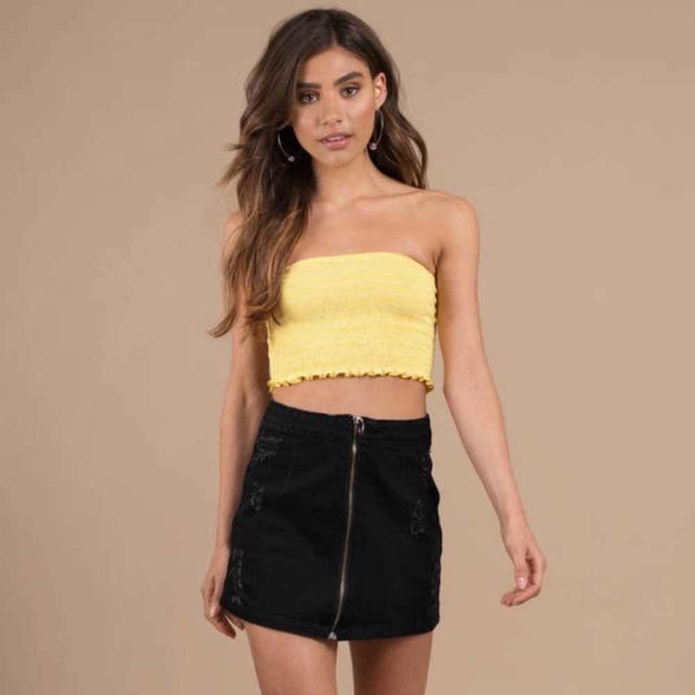 Tobi Carroll Black High Waisted Distressed Skirt